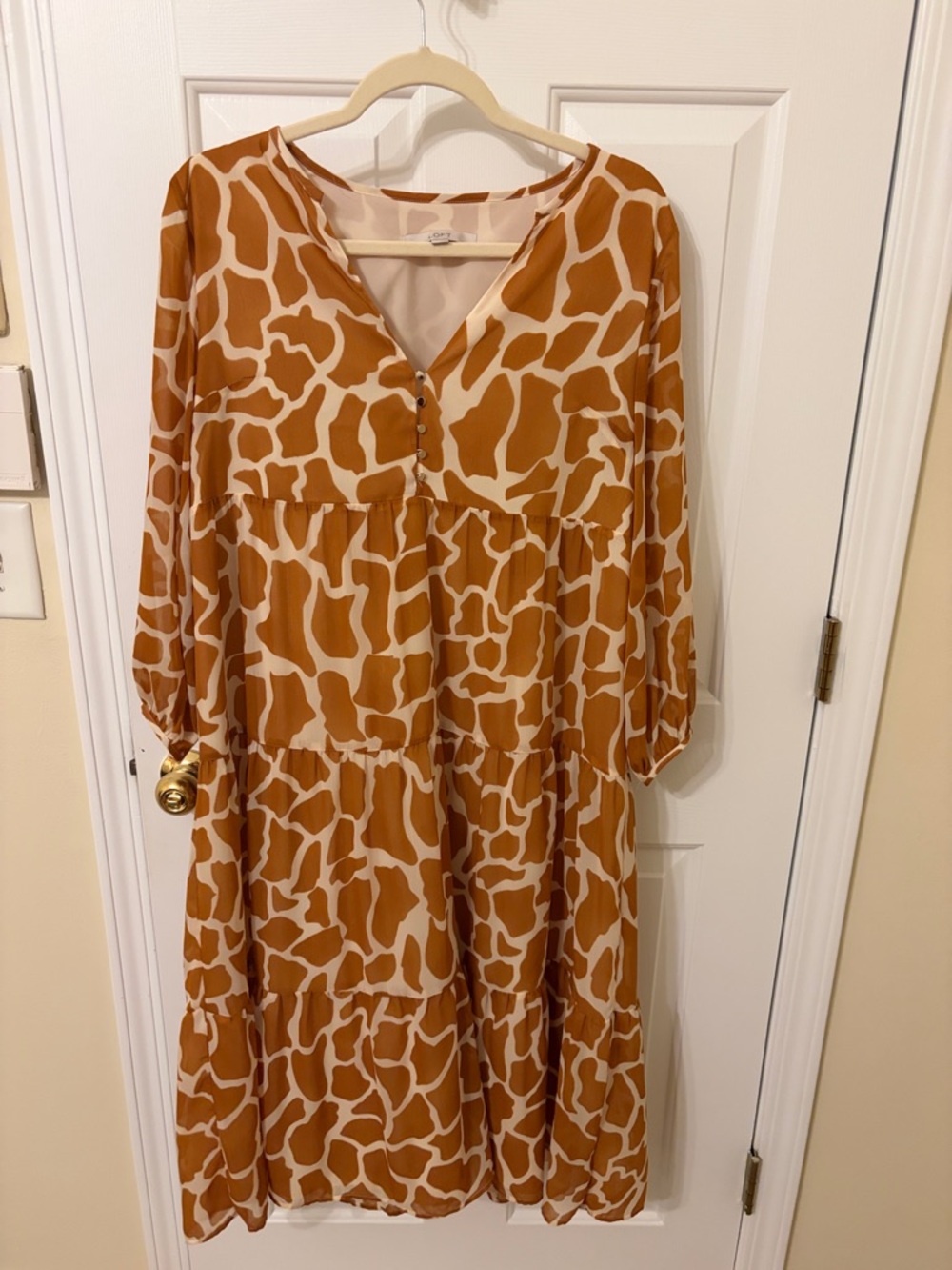 LOFT Animal Print Midi Dress, Small